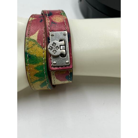 Patricia Nash Leather Red Floral Wrap Bracelet - Picture 7 of 10